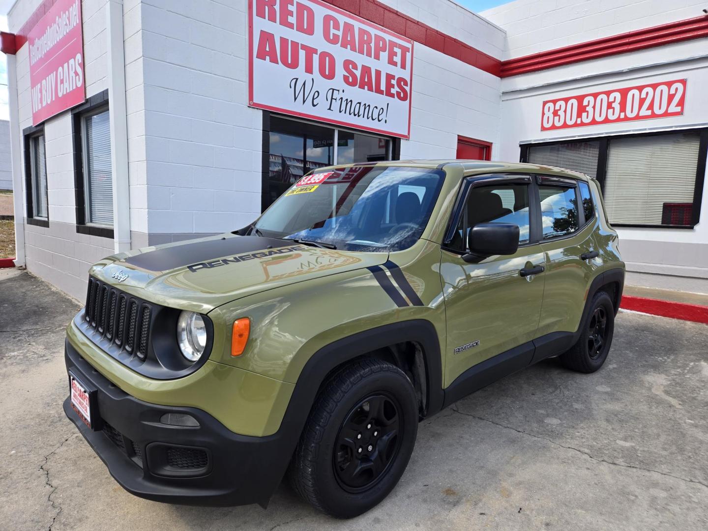 2015 Green Jeep Renegade Sport FWD (ZACCJAAH1FP) with an 1.4L L4 DOHC 16V TURBO engine, 6M transmission, located at 503 West Court, Seguin, TX, 78155, (830) 379-3373, 29.568621, -97.969803 - Photo#0