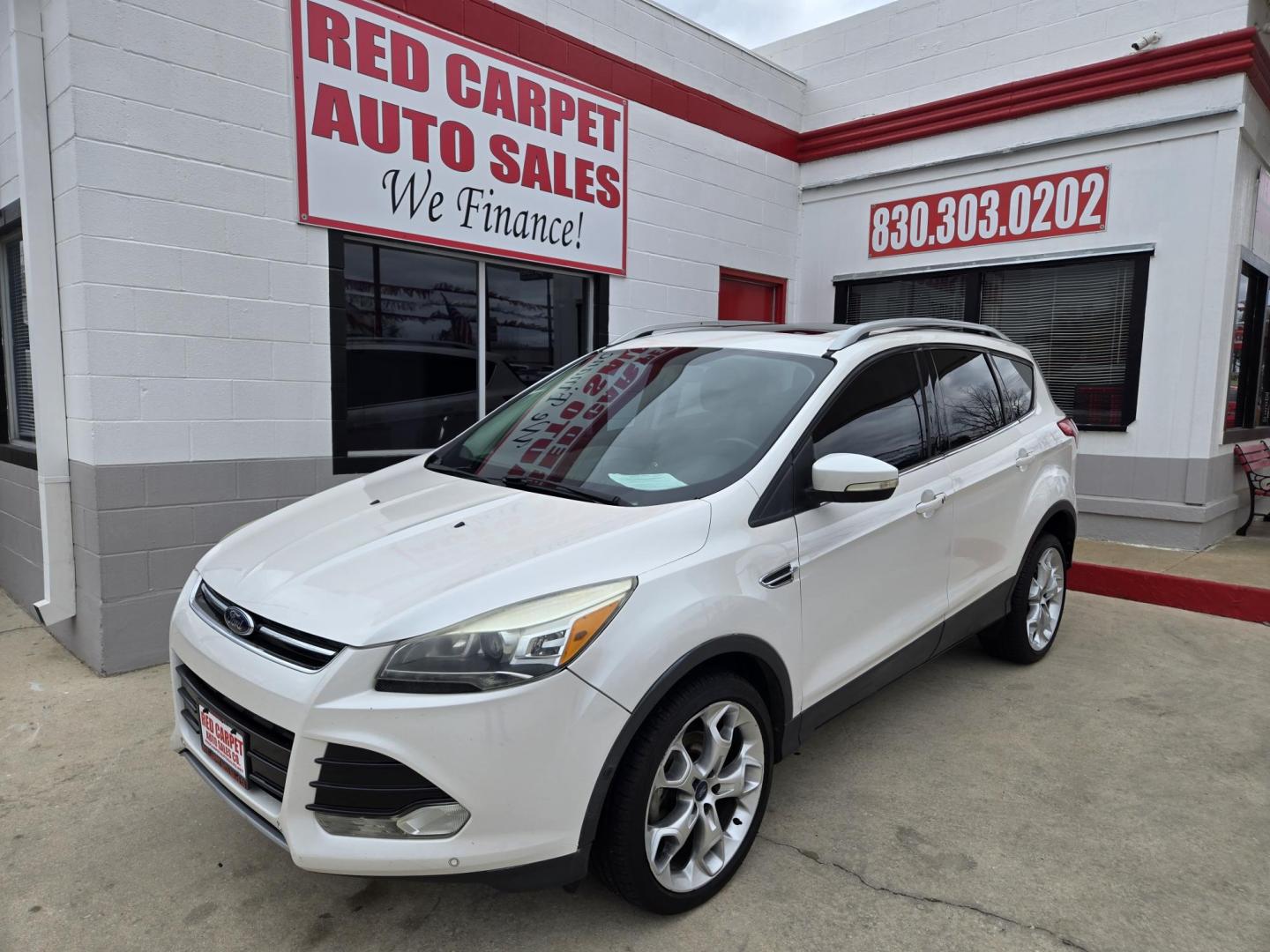 2014 WHITE Ford Escape Titanium FWD (1FMCU0JX4EU) with an 1.6L L4 DOHC 16V engine, 6-Speed Automatic transmission, located at 503 West Court, Seguin, TX, 78155, (830) 379-3373, 29.568621, -97.969803 - Photo#0