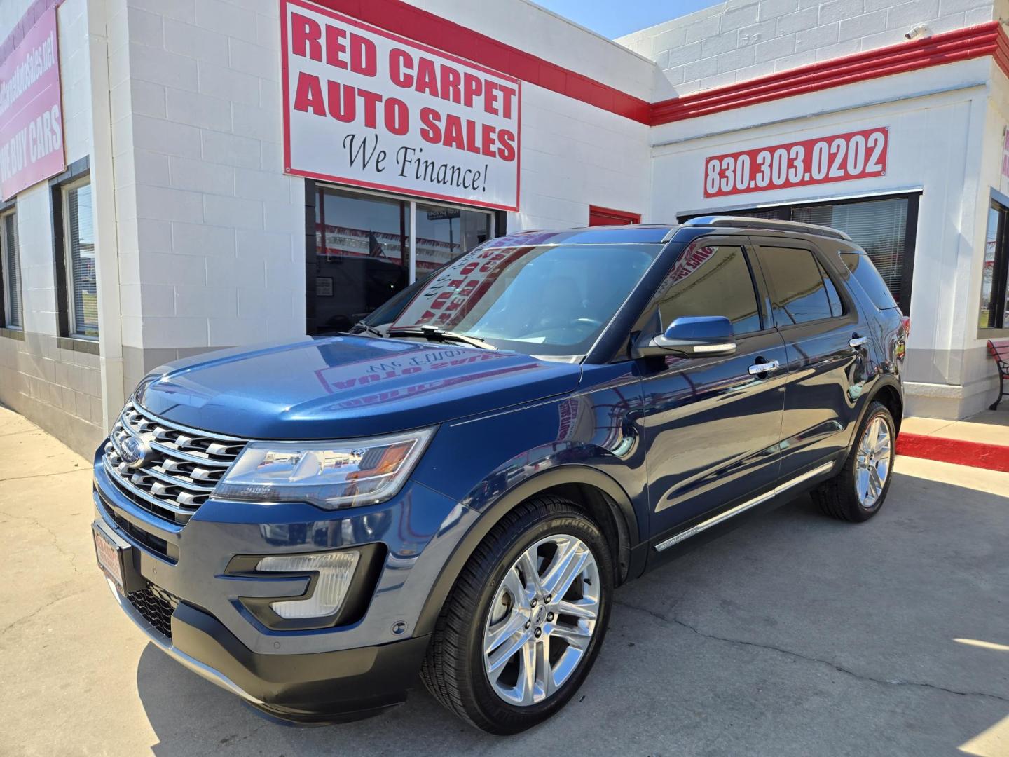 2017 Blue Ford Explorer Limited FWD (1FM5K7FHXHG) with an 2.3L L4 DOHC 16V engine, 6A transmission, located at 503 West Court, Seguin, TX, 78155, (830) 379-3373, 29.568621, -97.969803 - 2017 Ford Explorer Limited FWD with a 2.3L L4 DOHC 16V, Automatic, Tilt, Cruise, AM/FM Touchscreen Stereo, Power Windows, Locks, Seats and Side Mirrors, Bluetooth, Leather Seating, Navigation, Dual Climate Control, Rear A/C, Heated and Cooled Seats, Heated Steering Wheel, Tinted Windows, Backup Came - Photo#0