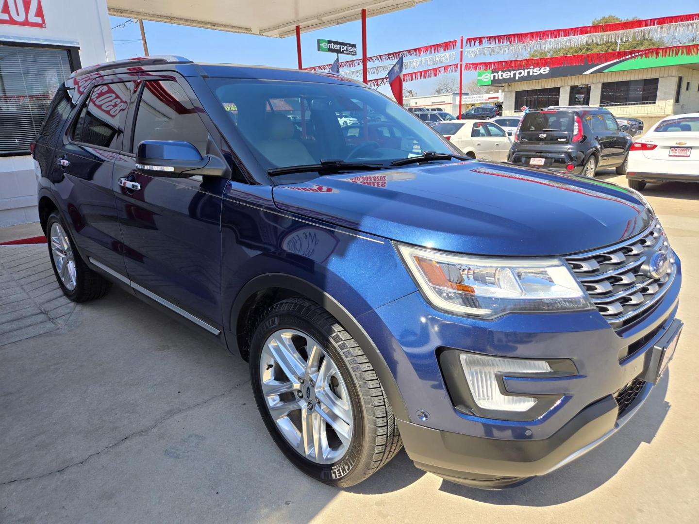 2017 Blue Ford Explorer Limited FWD (1FM5K7FHXHG) with an 2.3L L4 DOHC 16V engine, 6A transmission, located at 503 West Court, Seguin, TX, 78155, (830) 379-3373, 29.568621, -97.969803 - 2017 Ford Explorer Limited FWD with a 2.3L L4 DOHC 16V, Automatic, Tilt, Cruise, AM/FM Touchscreen Stereo, Power Windows, Locks, Seats and Side Mirrors, Bluetooth, Leather Seating, Navigation, Dual Climate Control, Rear A/C, Heated and Cooled Seats, Heated Steering Wheel, Tinted Windows, Backup Came - Photo#1