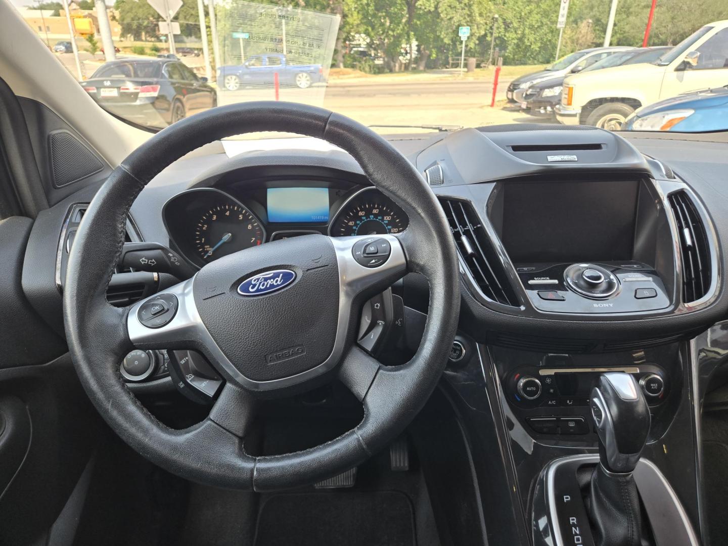 2014 WHITE Ford Escape Titanium FWD (1FMCU0J95EU) with an 2.0L L4 DOHC 16V engine, 6-Speed Automatic transmission, located at 503 West Court, Seguin, TX, 78155, (830) 379-3373, 29.568621, -97.969803 - 2014 Ford Escape Titanium FWD with a 2.0L L4 DOHC 16V, Automatic, Tilt, Cruise, AM/FM/CD Stereo, Power Windows, Locks, Seat and Side Mirrors, Bluetooth, Leather Seats, Tinted Windows, Dual Climate Control, Heated Seats, Power Rear Hatch, Alloy Wheels, Backup Camera, Bumper Sensors, Rear Wiper, Rear - Photo#5