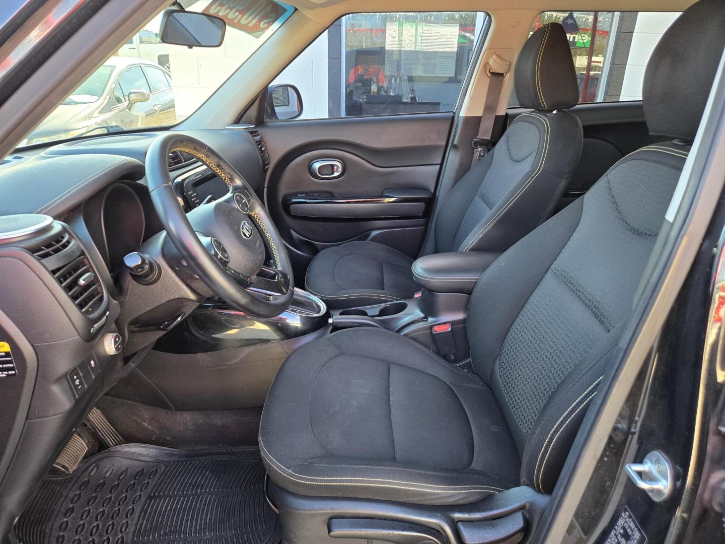 2015 Black Kia Soul + (KNDJP3A50F7) with an 2.0L L4 DOHC 16V engine, 6-Speed Automatic transmission, located at 503 West Court, Seguin, TX, 78155, (830) 379-3373, 29.568621, -97.969803 - 2015 Kia Soul + with a 2.0L L4 DOHC 16V, Automatic, Tilt, Cruise, AM/FM/AUX Touchscreen Stereo, Power Windows, Locks and Side Mirrors, Navigation, Bluetooth, Tinted Windows, Backup Camera, Alloy Wheels, Rear Wiper, Rear Defroster and more!! - Photo#4