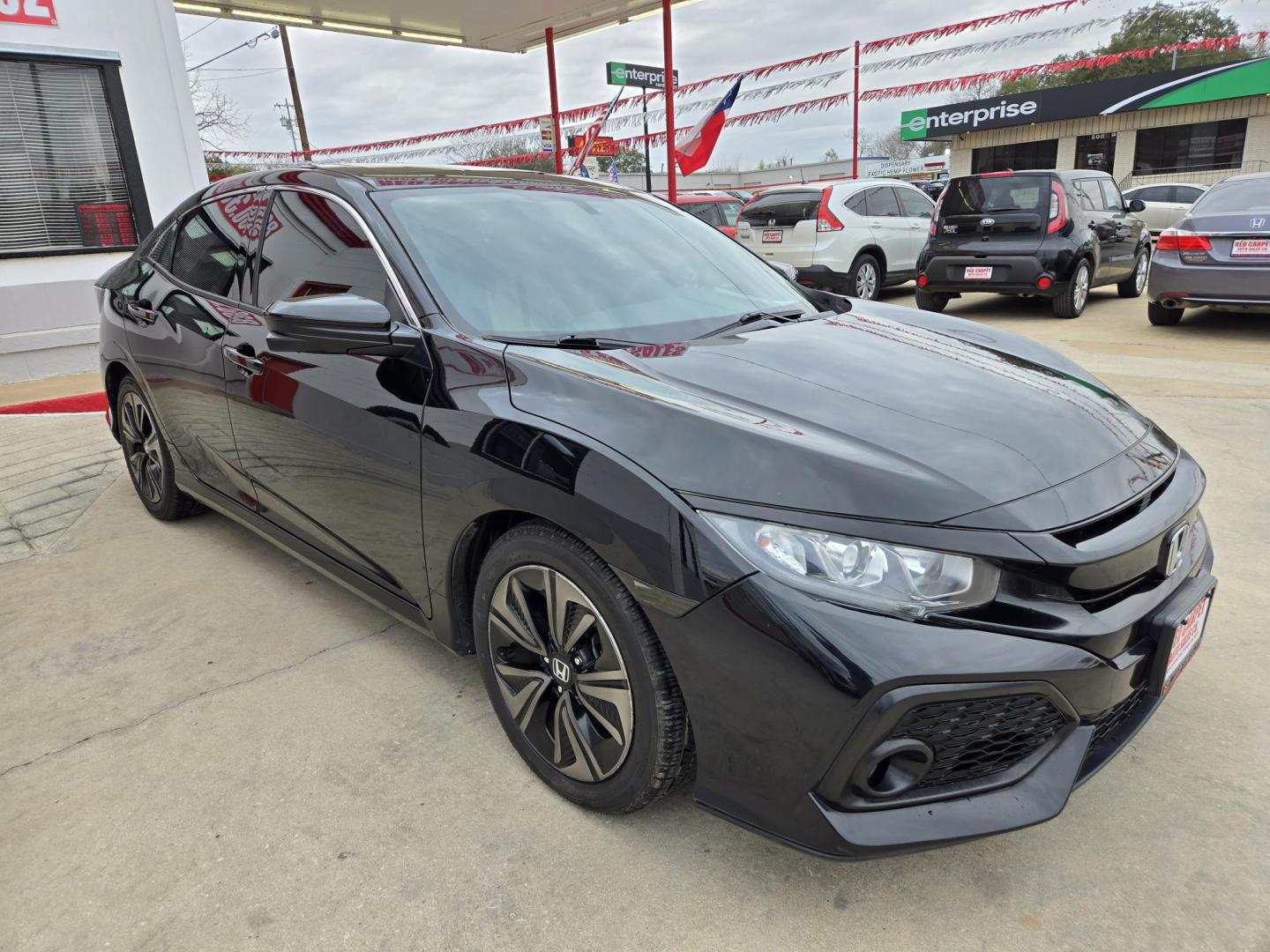 2018 Black Honda Civic EX (SHHFK7H57JU) with an 2.0L L4 DOHC 16V TURBO engine, Automatic transmission, located at 503 West Court, Seguin, TX, 78155, (830) 379-3373, 29.568621, -97.969803 - 2018 Honda Civic EX with a 2.0L L4 DOHC 16V TURBO, Automatic, Tilt, Cruise, AM/FM Touchscreen Stereo, Power Windows, Locks and Side Mirrors, Bluetooth, Tinted Windows, Power Sunroof, Heated Seats, Backup Camera, Alloy Wheels, Rear Wiper, Rear Defroster and more!! - Photo#1